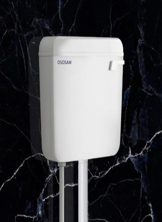 OSOSAM Premium Toilet Flush Tank 10 Litre Capacity | Wall Mounted Plastic Cistern | Dual Flush Mechanism | Water-Saving Flush Tank for Bathroom (White) - Image 1